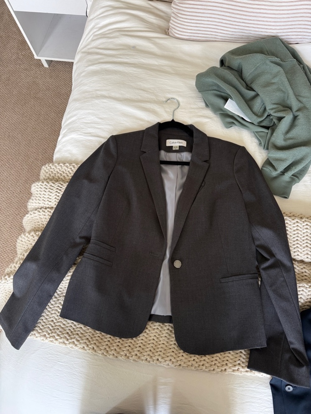 Calvin Klein Women's Dark Gray Single-Button Blazer